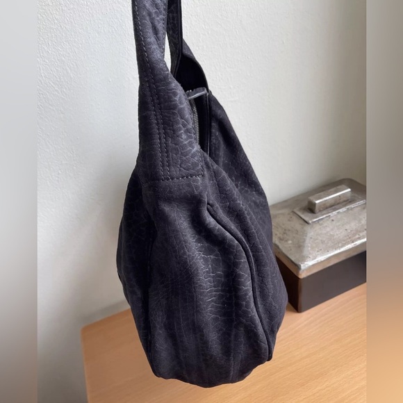 Alexander Wang Morgan Espresso Croc Embossed Suede Hobo Bag New - Picture 7 of 12